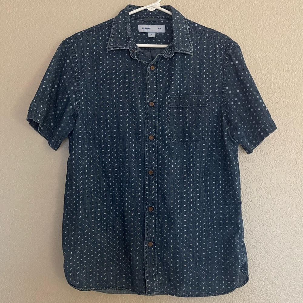 Mens Old Navy Pattern Chambray Button Down